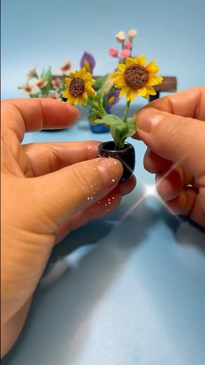DIY Miniature Flowers 🌸 | Easy Clay Flower Tutorial - Sunflower #diy #airdryclay #handmade