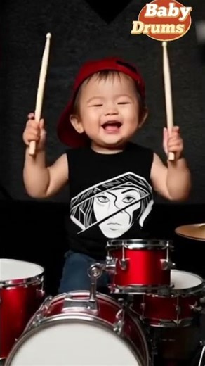 babies playing drums are cute, cute and adorable
