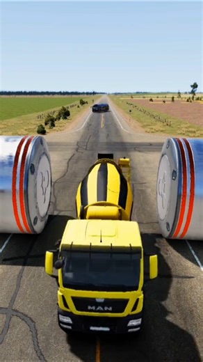 City Bus & Cement Truck Vs Hydraulic Crush - BeamNG.drive