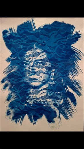 Today's experiment! I decided to create a cyanotype using a negative and lace. #cyanotype