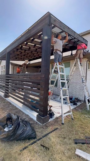 148K views · 740 reactions | Modern SkyPoly Pergola on SkyLift Roof Risers going up in Midlothian, Tx today! 8x8 posts. 4x12 header. 2x8 joists. Modern style. Lifted off the roof with our SkyLifts. Roof is SkyPoly. Hercules system. Bronze. This roof lets through a ton of light while blocking 100% UV Rays. DM us for a quote to cover yours! #pergola #patiocover #backyarddesign #patiodesign #skypoly #pergolaroof #outdoorlivingspace | Cover Your Pergola | Facebook