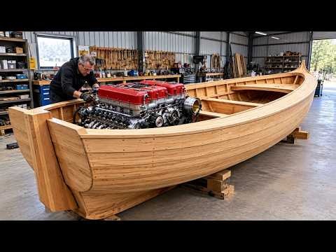 Old Man Builds His Dream One-Engine Wooden Boat Completely by Hand | ‪@TipsfromaShipwrightvideos‬