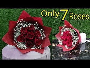 7 roses arrange flowers Bouquet. || flower wrapping techniques || Flower Bouquet arrangement
