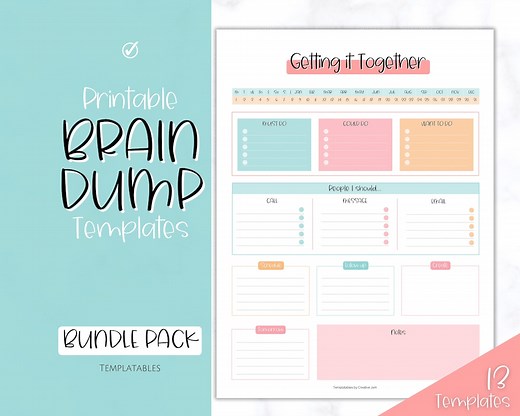 EDITABLE Brain Dump Template BUNDLE, to Do List Printable, ADHD Daily Planner, Productivity, Priority Matrix, Work Day, Thoughts Organizer - Etsy