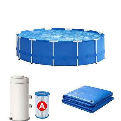 4-In-1 Intex 10 Ft X 30in Metal Frame Pool Set With Filter Cartridge, Pump & Pool Cover | SHEIN