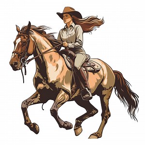 Woman Riding Horse Clipart, Western Cowgirl Graphic (digital Download) - Etsy