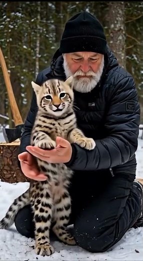 Tiny Snow Leopard Cub Saves His Wounded Mother with Old Man's Help! #leopard #rescue #humanity