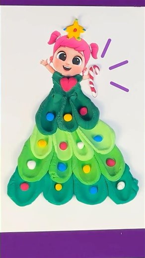 Dress Up Jill Christmas Tree Dress! 👗 Making Play-Doh Christmas Fashion With Little Angel #shorts