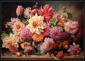 Dahlia Flowers - Cross Stitch Patterns - Printable Chart PDF Format Needlework Embroidery Crafts DIY DMC Color - B&W Symbols - Etsy Canada