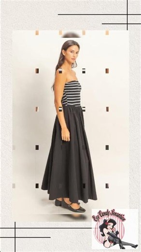 Striped Strapless Flowy Midi Dress
