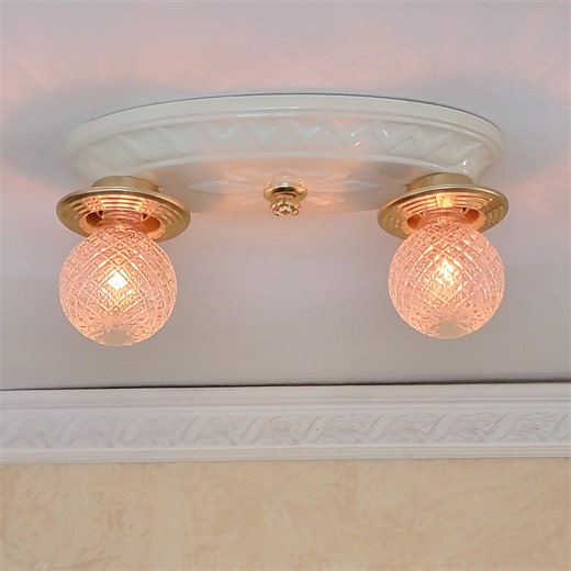 767c Antique 1910's 20's Victorian Brass Ceiling Light Glass Shades Chandelier Bedroom Hall 1 of 2 Pair - Etsy