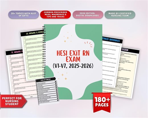 HESI Exit RN EXAM V1-V7 2025 Updated 600 Questions, Answers, Rationale - Etsy Canada