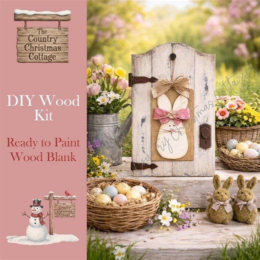 DIY Wood Kit – Primitive Spring Accent Tag | Interchangeable Door & Shutter Decor | Primitive Bunny Kit | Primitive Decor | Easter DIY - Etsy