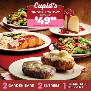 5.2K views · 51 reactions | Spoil that special someone with our Cupid's Dinner for Two featuring 2 Garden Bars, 2 Entrees, 1 shareable dessert, starting at $49.99. PLUS sip on a Cupid's Kiss cocktail or a glass of wine. Learn more about how you can enjoy these specials now through 2/17 with no reservations needed here: bit.ly/48XBA1z 壟 | Ruby Tuesday | Facebook