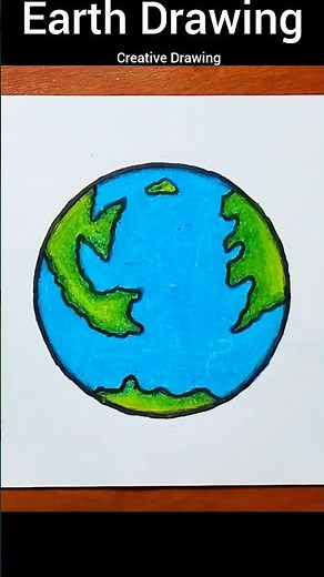 Earth Drawing Easy Step #shorts #earthdrawing #howtodrawearth