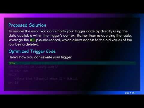 Resolving MySQL Error: Can't update table 'library_audit2' in Triggers
