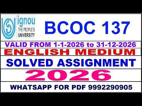 BCOC 137 solved assignment 2026 in English || bcoc 137 solved assignment 2026 || ignou bcoc137 2026