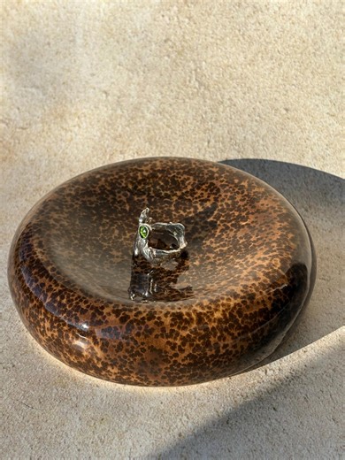 Cheetah Print/brown Speckle Sculptural Ceramic Puffy Ring Dish/ashtray - Etsy