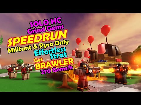 TDS SOLO HC Hardcore Speedrun Grind Gems Get Brawler - Tower Defense Simulator Roblox