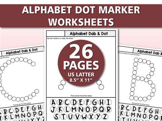 Alphabet Dot Marker Worksheets Printable | ABC Dab & Dot Activity for Kids | Preschool Letter Recognition | Do a Dot Worksheets PDF 26 Pages - Etsy