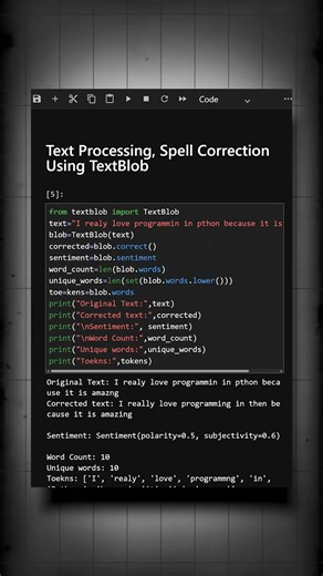 Text Processing, Spell Correction Using TextBlob | Python Coding