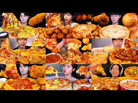 SATISFYING BIG CHEESY PIZZA MUKBANG COMPILATION * VARIOUS PIZZA EATING SHOW REAL SOUND