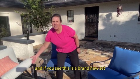 24x24In Set 4 Chair Cushions for Outdoor Furniture, Deep Seat Replacement Cushions Outside, Patio Hampton Bay Pads for Wicker Rattan Dining Rocking Chairs Loveseat Sofa,Blue Stripe