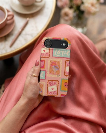 Love Stamp Pattern Phone Case | Floral Mail Envelope Design - Etsy