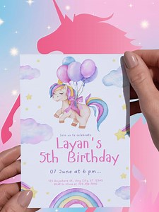 Unicorn Birthday Invitation - Etsy Australia