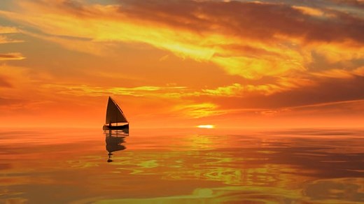 Ocean, Boat, Sunset. Free Stock Video