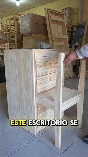 Escritorio con silla incluida extensible de madera de pino