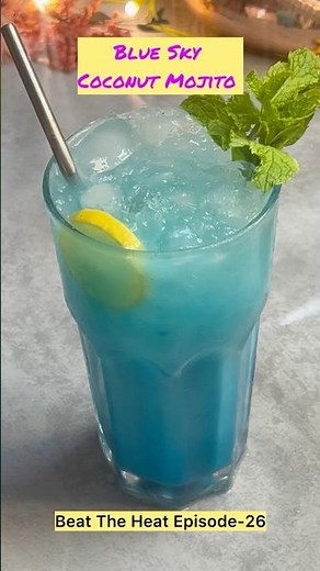 Blue Sky Coconut Mojito #mocktail #summercooler