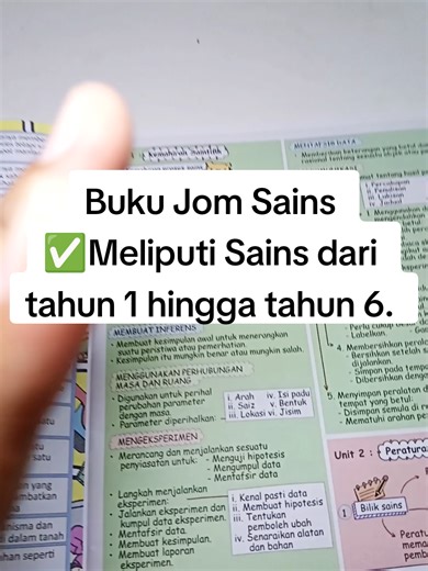 Buku Jom Sains ✅Meliputi Sains dari tahun 1 hingga tahun 6. ✅Nota ringkas Dan padat dari buku teks. ✅Tulisan yang berwarna warni. ✅Info& soalan KBAT beserta cara menjawab soalan KBAT di bahagian tepi muka surat. #sains #bukusains #bukujombijaksains