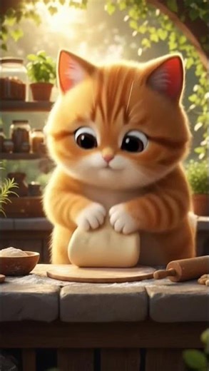watch this adorable orange cat cooking bread masterpiece