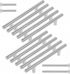 50pcs Stainless Steel T-Bar Kitchen Cabinet Cupboard Door Handles Round Knob  | eBay UK