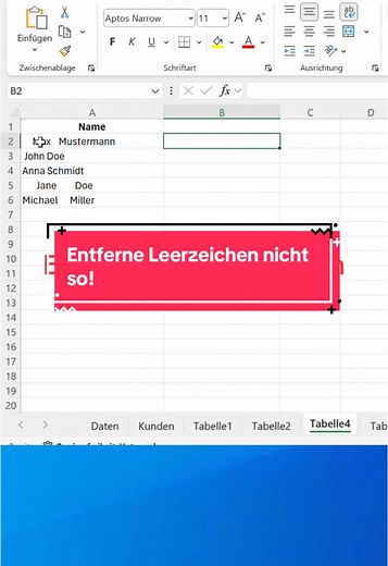 Leerzeichen ganz einfach entfernen #excel #exceltips #exceltricks #exceltipps #exceltutorial #effizienz #datenanalyse #büroalltag