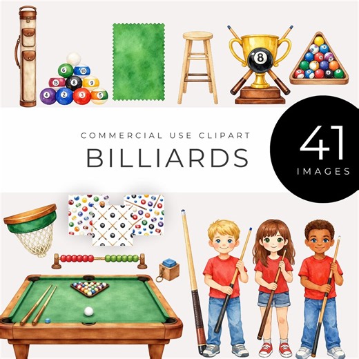 Billiards Clipart, Pool Table and Ball Graphics, Watercolor Cue Stick Sports Pngs, Game Room Decor, Digital Paper Background Designs, People - Etsy