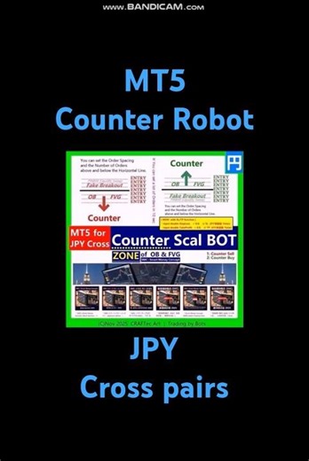 MT5【 COUNTER Scal BOT 】for JPY Cross pairs - 1 Counter Sell Bot 2 Counter Buy Bot - (C) CRAFTec Art