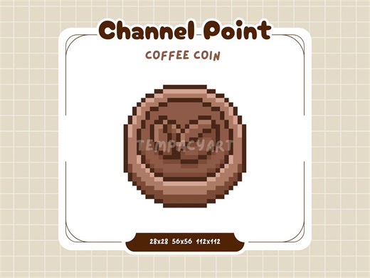 Pixel Coffee Coin Channel Point | Twitch Discord Youtube | Gaming Streaming | Cute Kawaii - Etsy