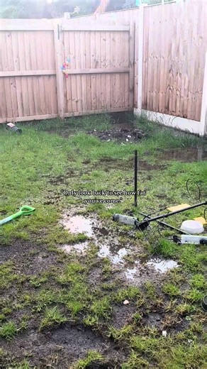 “Only look back to see how far you’ve come” 💚 What a journey I never thought we would of been able to sort that water clogged area ! Not only have we achieved this but it has grass in this area too!!!! It’s wild to think what the water clogged garden looked like ! The soil was uneven and grass was dry and patchy! Now it’s so thick, healthy and greeen!! Big shout out to the @Grass Gains for their premium seeds really made a huge impact! #fyp #gardening101 #garden #newbuildgarden #grasstok