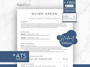 Student Resume Template Entry Level, College Resume, Academic Resume, High School Resume, Student CV, Internship Resume ATS One-two Page - Etsy Canada
