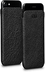 Sena Bence UltraSlim Leather Sleeve Cell Phone Case for iPhone 6,7,8 - Wireless Charging Compatible, Black