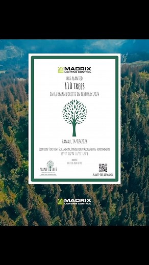 We want to share with you our vision and actions for a more sustainable future. At MADRIX, we care about the environment and the impact of our products and services. That’s why we are committed to reducing our carbon footprint, minimising waste, and supporting green initiatives. But we don’t stop there. We also want to give back to nature and help restore the planet’s health and beauty. That’s why we are planting trees for products we sell. We are proud to partner with Planet Tree. Together, we 