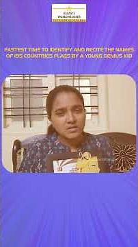 🚀✨Fastest Time to Identify and Recite the Names of 195 Countries Flags by a Young Genius Kid 🌍