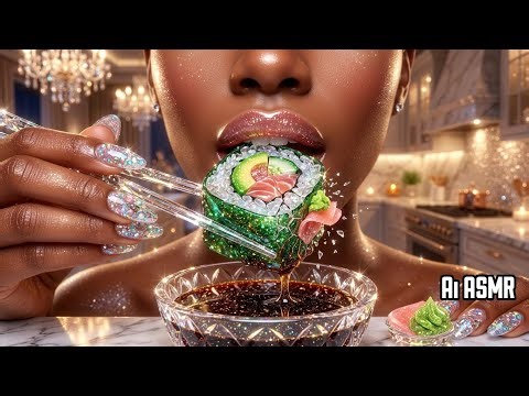 Making sushi 🍣 and soy sauce - with glass ingredients #aiasmr #satisfyingvideo #oddlysatisfying