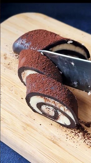 Easiest no bake Chocolate roll. Just 3 ingredients! ready in 7 minutes! #recipe #dessert #chocolate