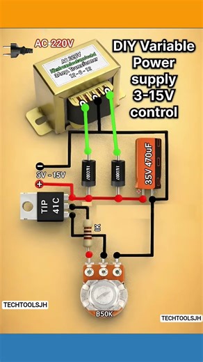 DIY variable power supply 3 15V controller system circuit diagram #shots #electrical #electrician