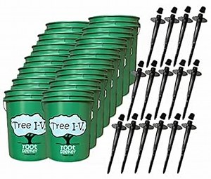 Tree I-V 15-Pk Original Base Root Feeder Watering System - Durable Self-Supported 5-Gal Reservoir with No-Hands Filling - Water 15 Trees in 15 Minutes - Weekly