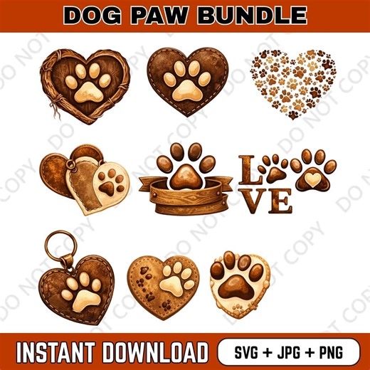 Dog Paw Print Clipart Bundle | SVG, PNG, JPG (digital Download) - Etsy