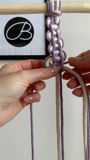 A quick tutorial for a beautiful macrame weave 💖 See what an amazing effect our UNICOLOR Lavender creates 💜 #bobbiny #bobbinycords #macramecords #macrame #macrametutorial #unicolor #diy #handmade | Bobbiny